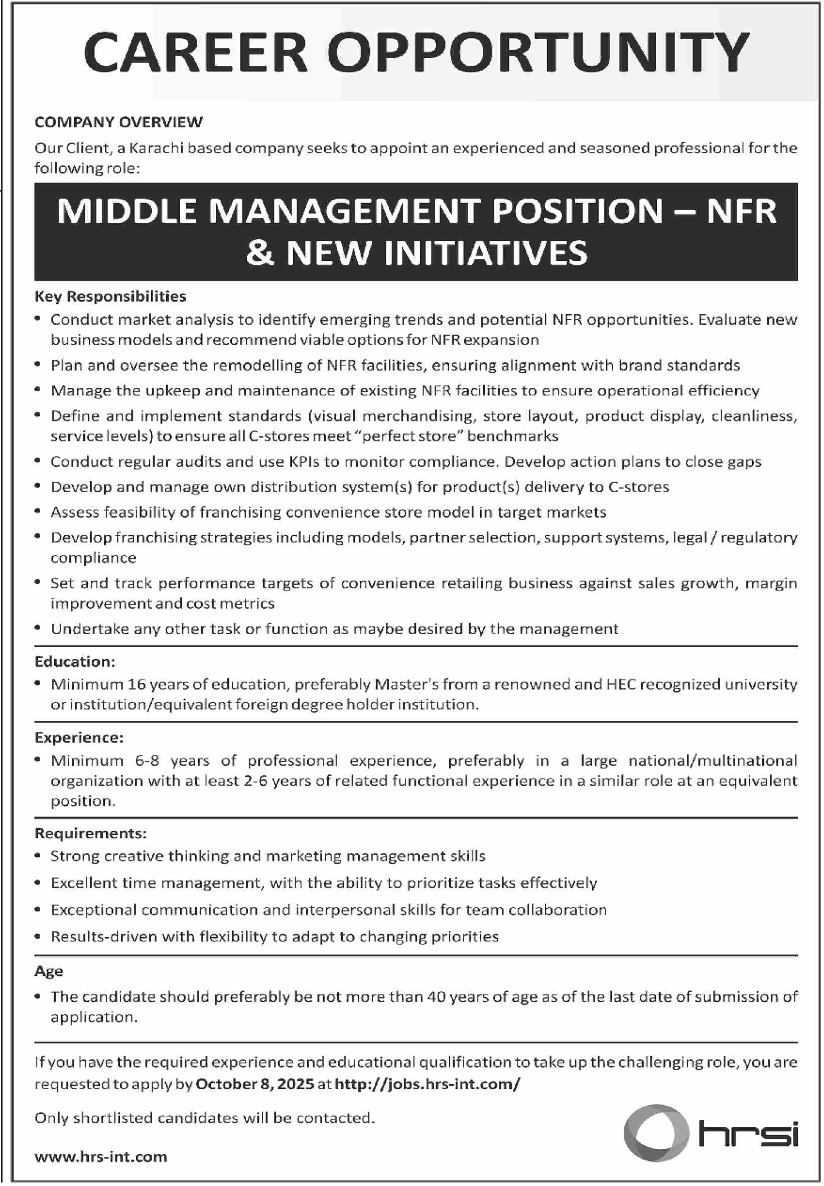HRSI Karachi Jobs
